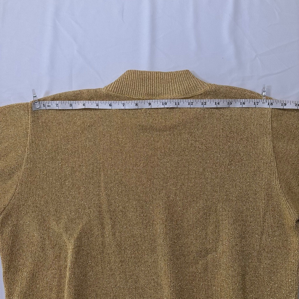 Alfred Dunner | Late 80s Gold Metallic Mock Neck Sweater | USA Made Vintage - L - Picture 7 of 10